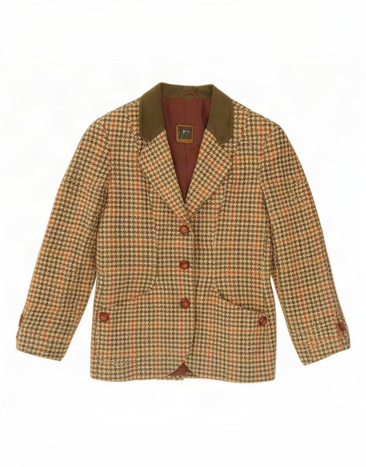 Imerio Tacchella Womens Blazer Jacket IT 46 Large Yellow Houndstooth