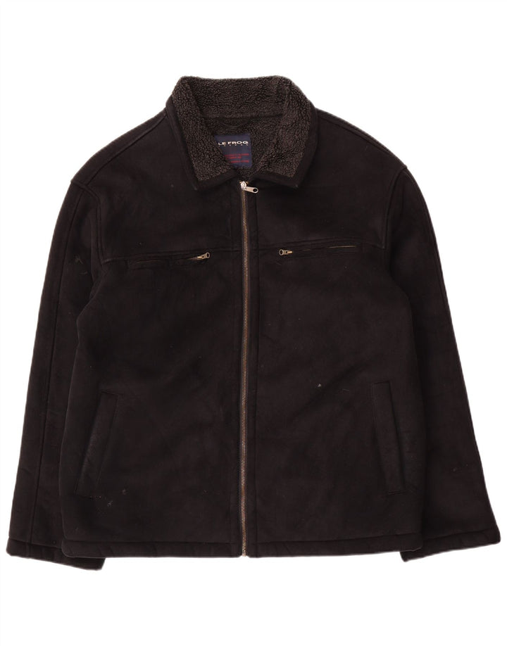 Le Frog Mens Utility Jacket UK 38 Medium Black Polyester
