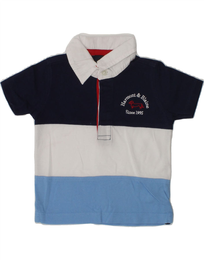 HARMONT & BLAINE Baby Boys Regular Fit Polo Shirt 6-9 Months Blue Striped | Vintage Harmont & Blaine | Thrift | Second-Hand Harmont & Blaine | Used Clothing | Messina Hembry 