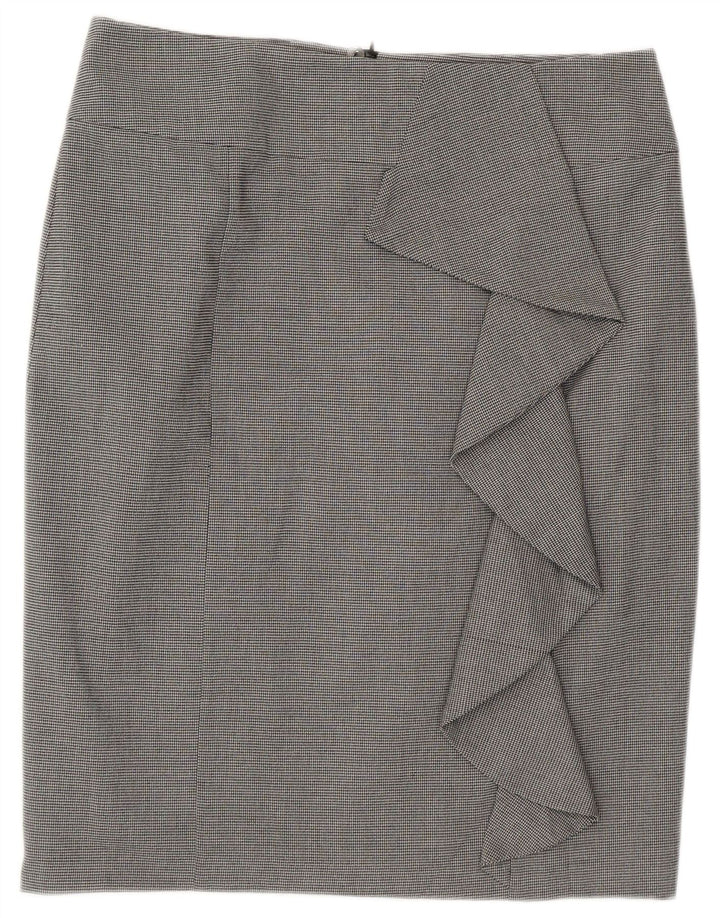 Marks & Spencer Womens Pencil Skirt UK 14 Large W32 Grey Houndstooth