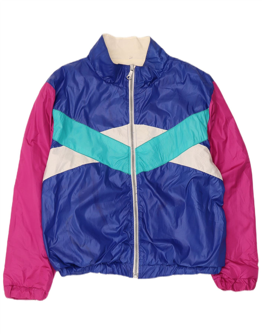 Vintage Mens Graphic Tracksuit Top Jacket XL Blue Colourblock
