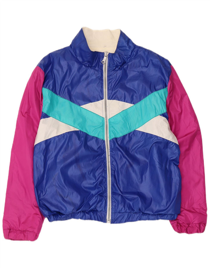 Vintage Mens Graphic Tracksuit Top Jacket XL Blue Colourblock