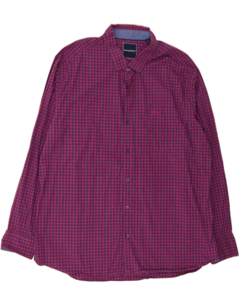 TOMMY BAHAMA Mens Shirt 3XL Purple Gingham Cotton Vintage Tommy Bahama and Second-Hand Tommy Bahama from Messina Hembry 