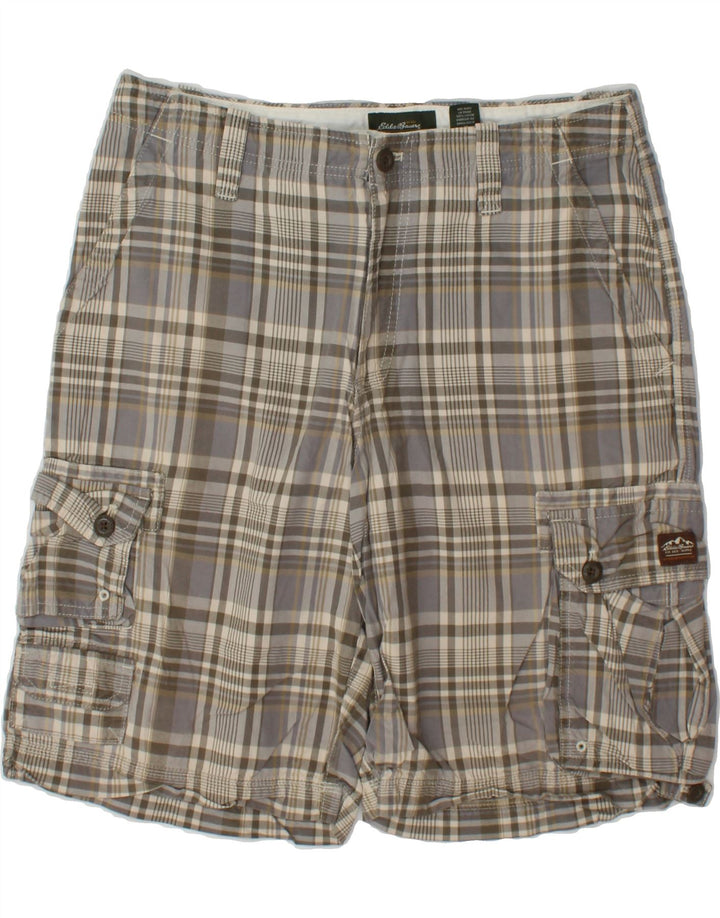 EDDIE BAUER Mens Cargo Shorts W33 Medium Grey Check Cotton Vintage Eddie Bauer and Second-Hand Eddie Bauer from Messina Hembry 
