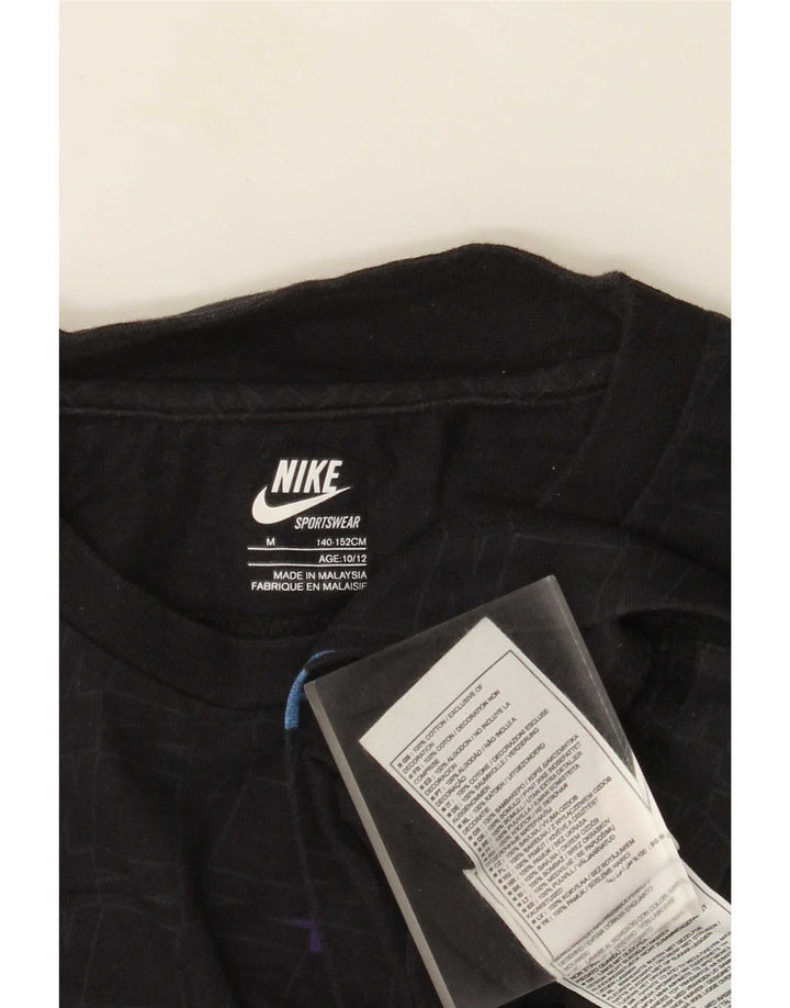 Nike Boys Abstract Pattern T-Shirt Top 10-11 Years Medium Black Cotton