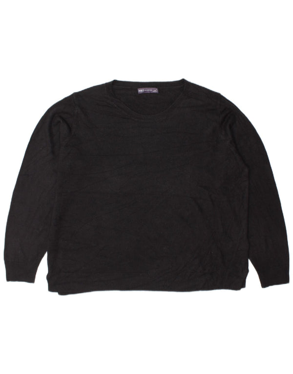 Marks & Spencer Womens Crew Neck Jumper Sweater UK 22 3XL Black Acrylic