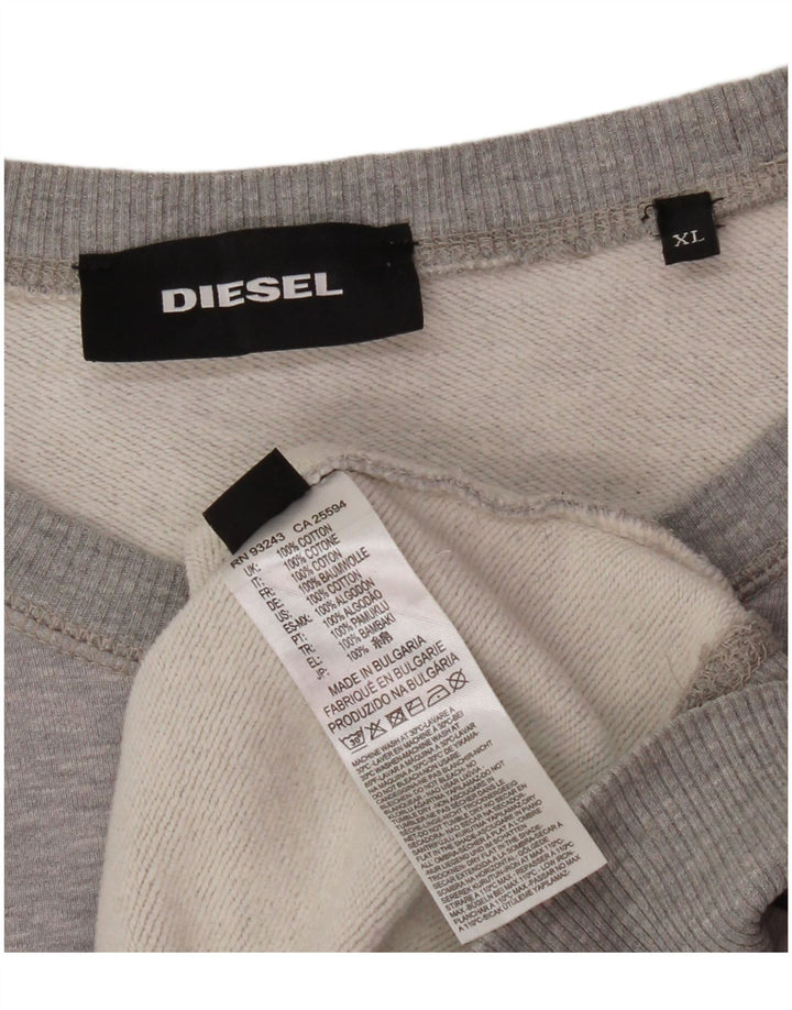 DIESEL Mens Sweatshirt Jumper XL Grey Striped Cotton