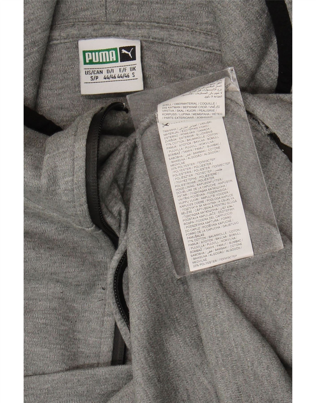 Puma Mens Zip Neck Hoodie Jumper Small Grey Cotton