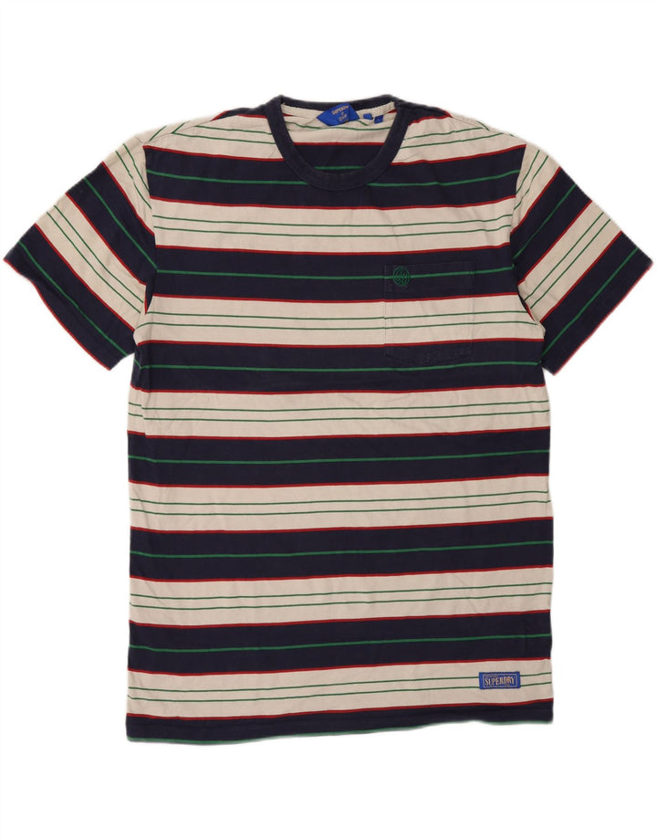 Superdry Mens T-Shirt Top Large Multicoloured Striped Cotton
