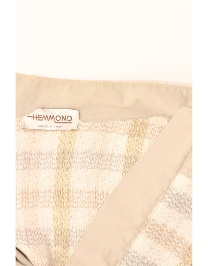 HEMMOND Mens Bomber Jacket UK 38 Medium Beige Check Cotton