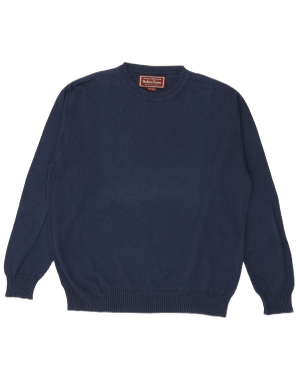 Marlboro Classics Mens Crew Neck Jumper Sweater Medium Navy Blue Cotton