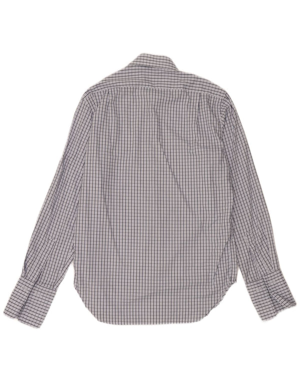 Massimo Dutti Mens Formal Shirt Size 41 16 Large Blue Check Cotton