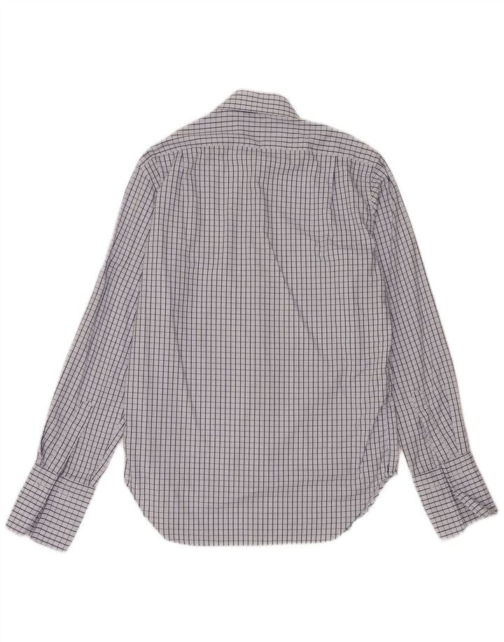 Massimo Dutti Mens Formal Shirt Size 41 16 Large Blue Check Cotton