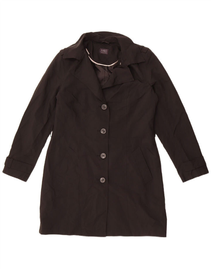 Marks & Spencer Womens Trench Coat UK 12 Medium Black Polyester