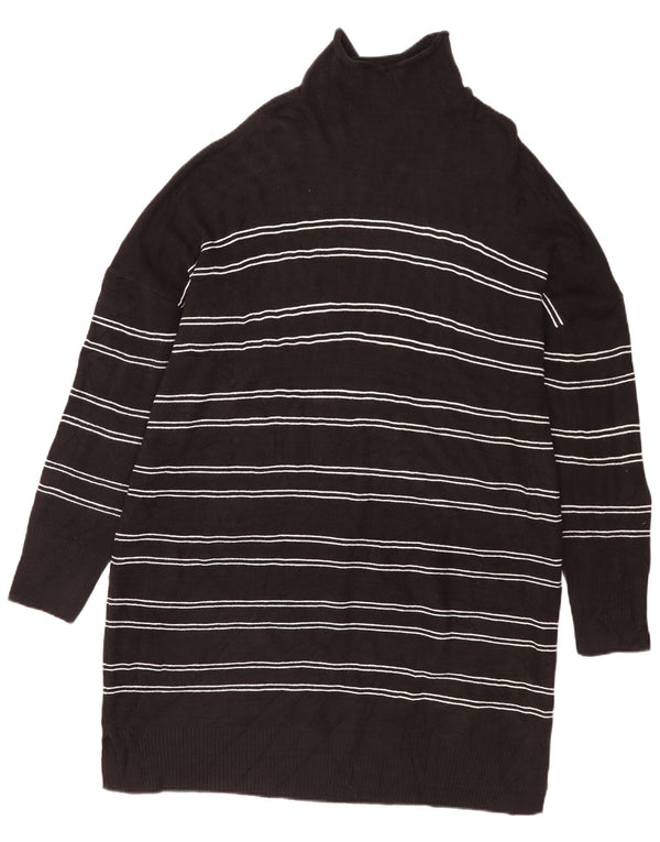 French Connection Womens Long Sleeve Jumper Dress UK 16 Large Black Striped