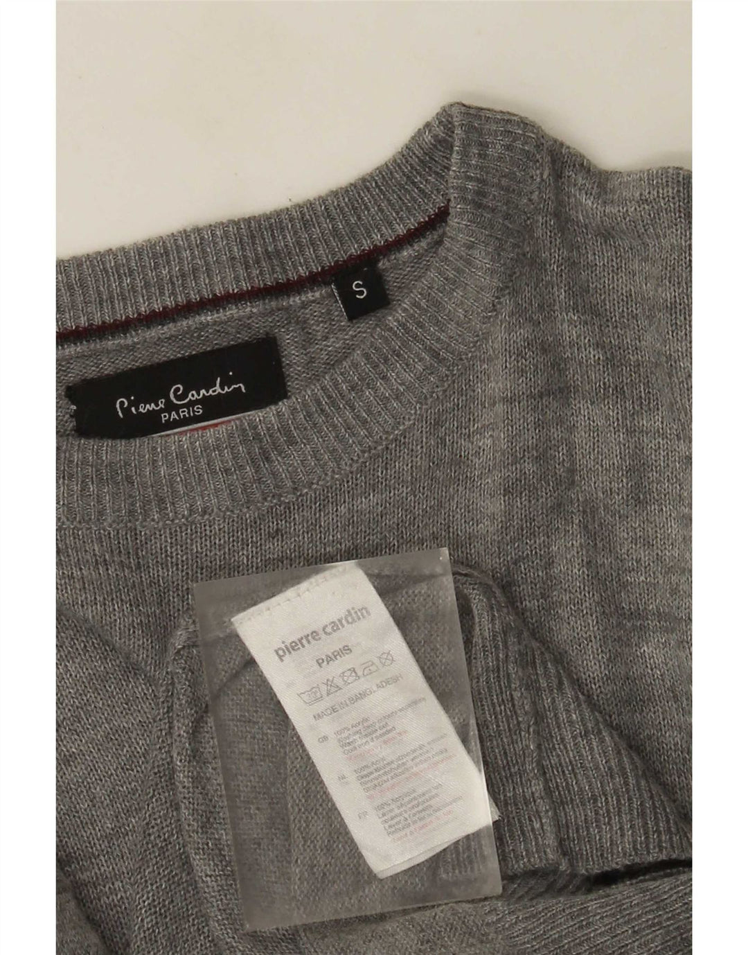 Pierre Cardin Mens Crew Neck Jumper Sweater Small Grey Acrylic