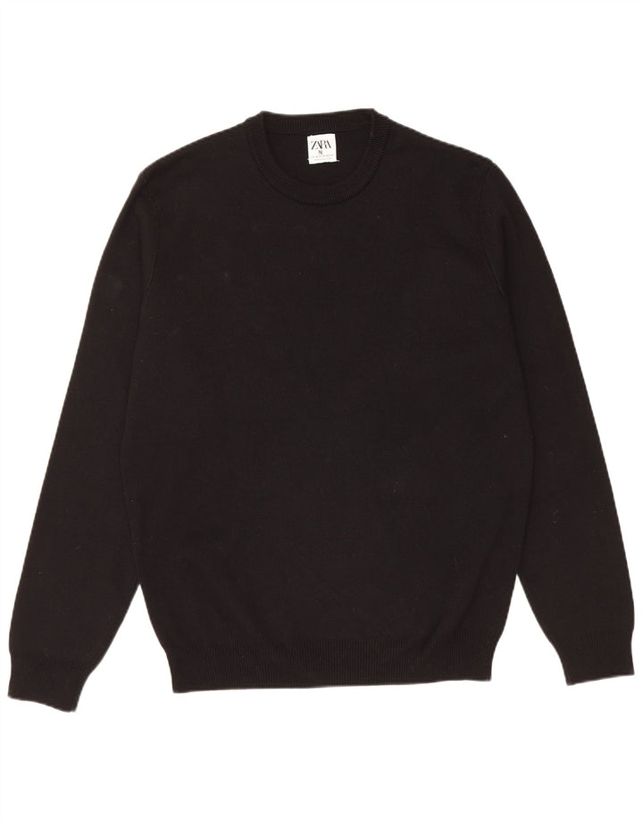 ZARA Mens Crew Neck Jumper Sweater Medium Black Cotton
