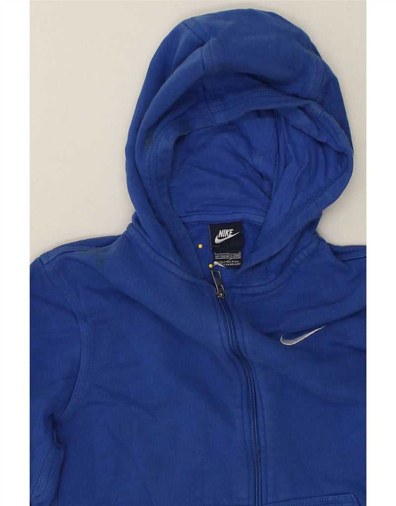 NIKE Boys Zip Hoodie Sweater 12-13 Years Large  Blue Cotton | Vintage Nike | Thrift | Second-Hand Nike | Used Clothing | Messina Hembry 