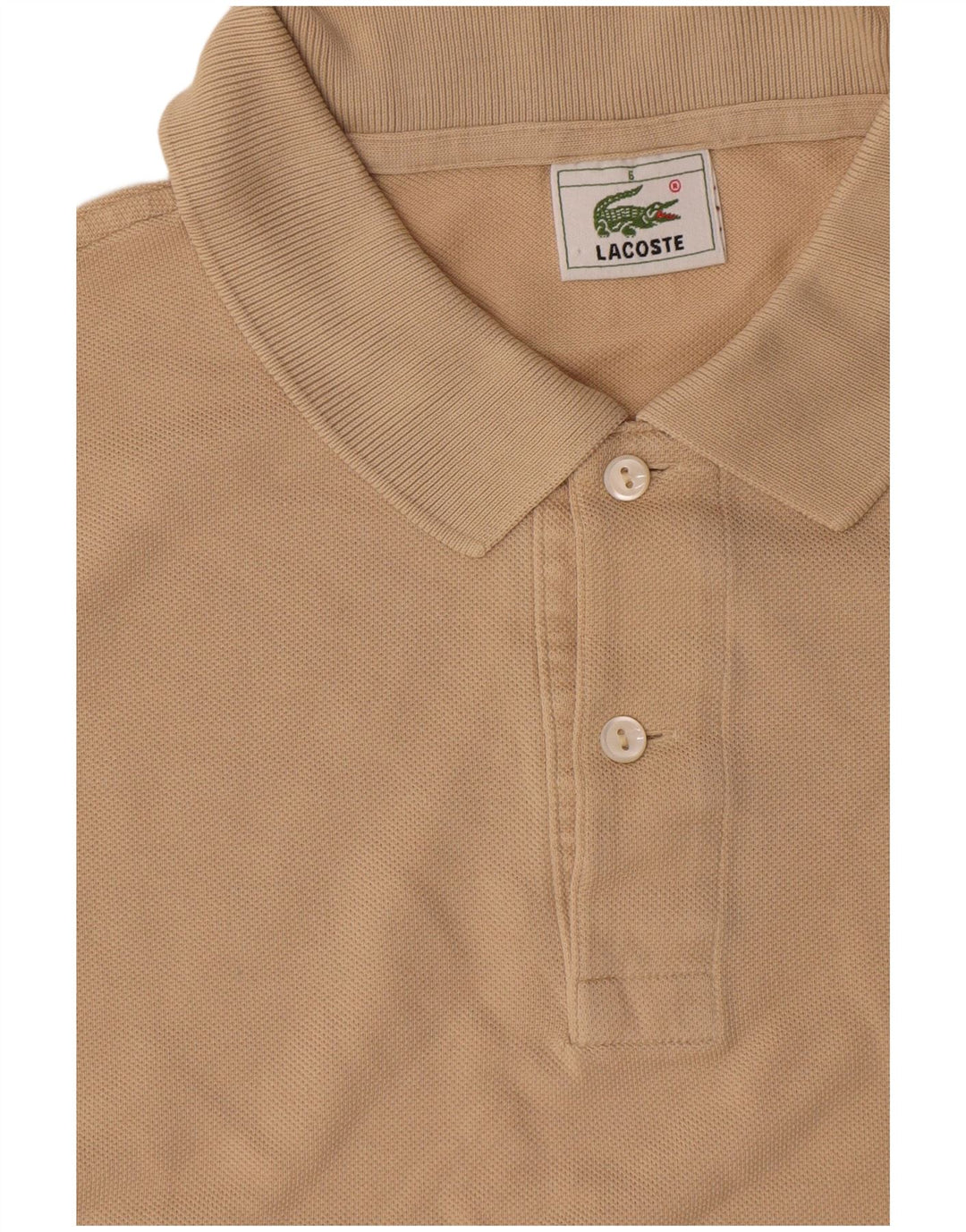 Lacoste Mens Polo Shirt Size 5 Large Beige Cotton