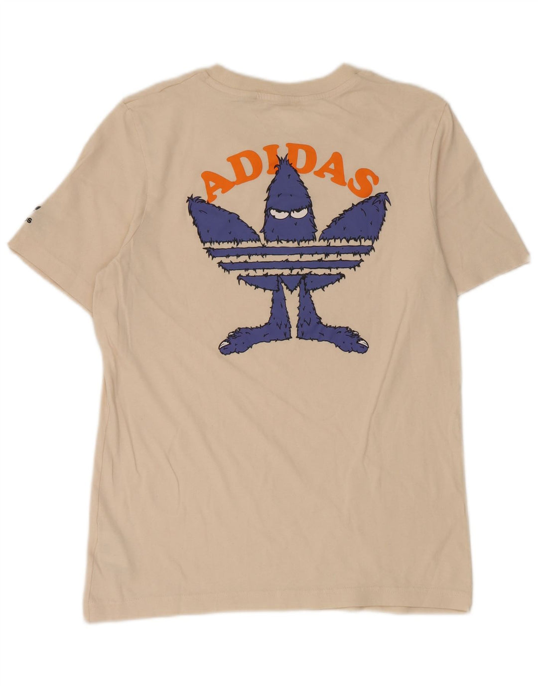 Adidas Mens Graphic T-Shirt Top Small Off White Cotton