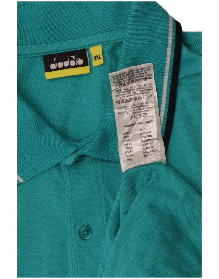 Diadora Mens Polo Shirt 3XL Turquoise Cotton