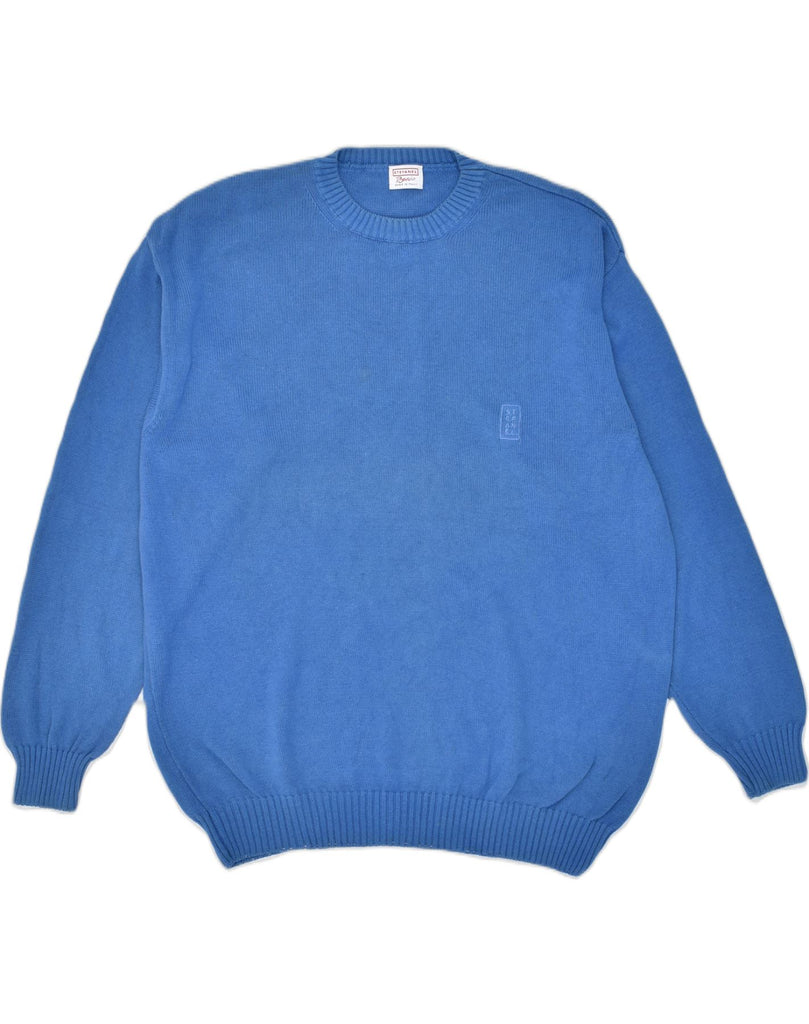 STEFANEL Mens Crew Neck Jumper Sweater Large Blue Cotton | Vintage | Thrift | Second-Hand | Used Clothing | Messina Hembry 