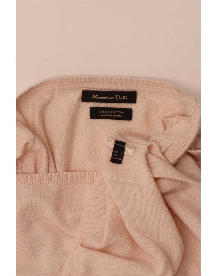 Massimo Dutti Womens Boat Neck Jumper Sweater UK 16 Large Pink