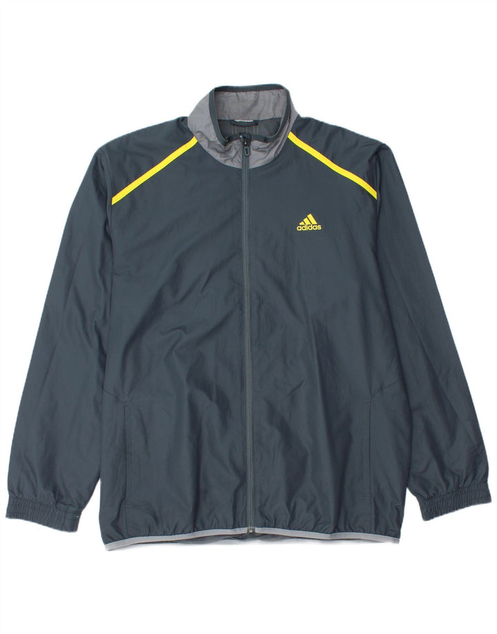 Adidas Mens Tracksuit Top Jacket Large Grey Polyester