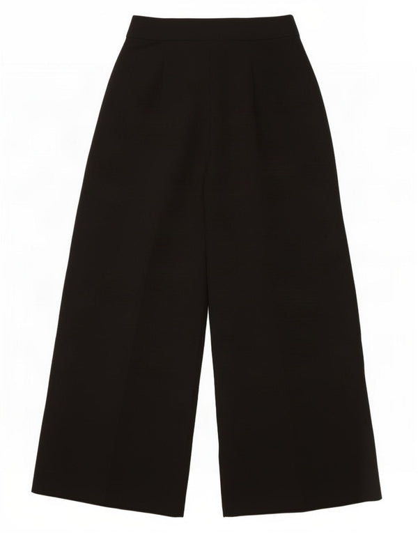 Topshop Womens High Waist Wide Leg Capri Trousers UK 6 XS W26 L22 Black