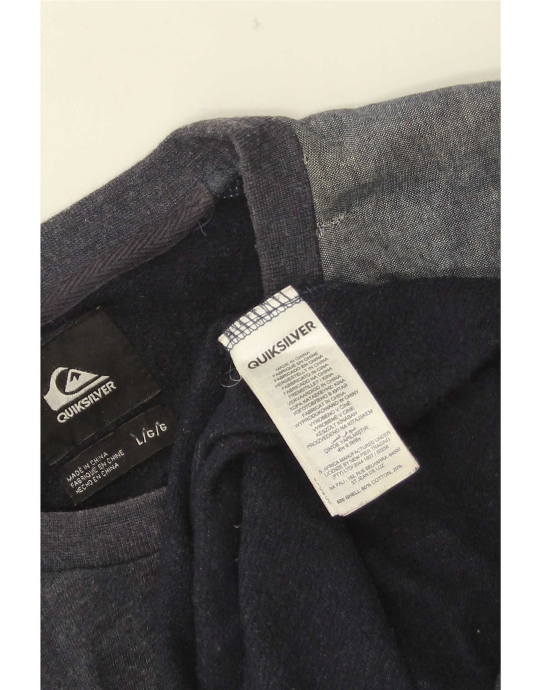 Quiksilver Mens Sweatshirt Jumper Large Navy Blue Colourblock Cotton