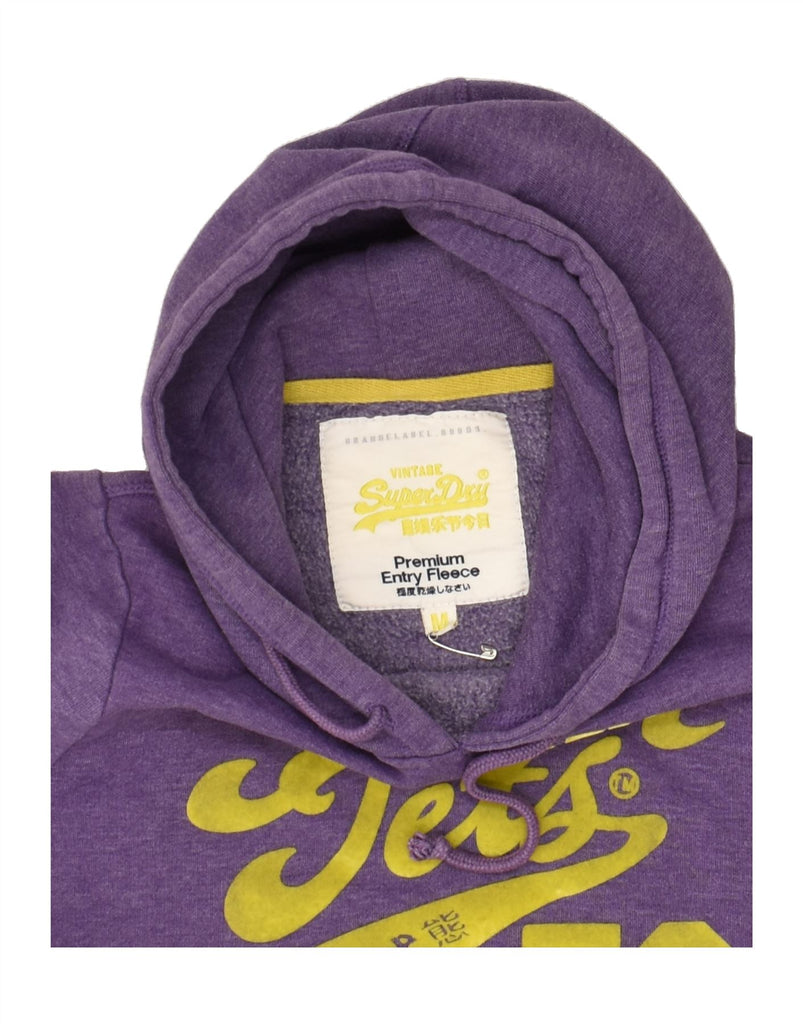 SUPERDRY Womens Graphic Hoodie Jumper UK 12 Medium Purple Cotton | Vintage Superdry | Thrift | Second-Hand Superdry | Used Clothing | Messina Hembry 