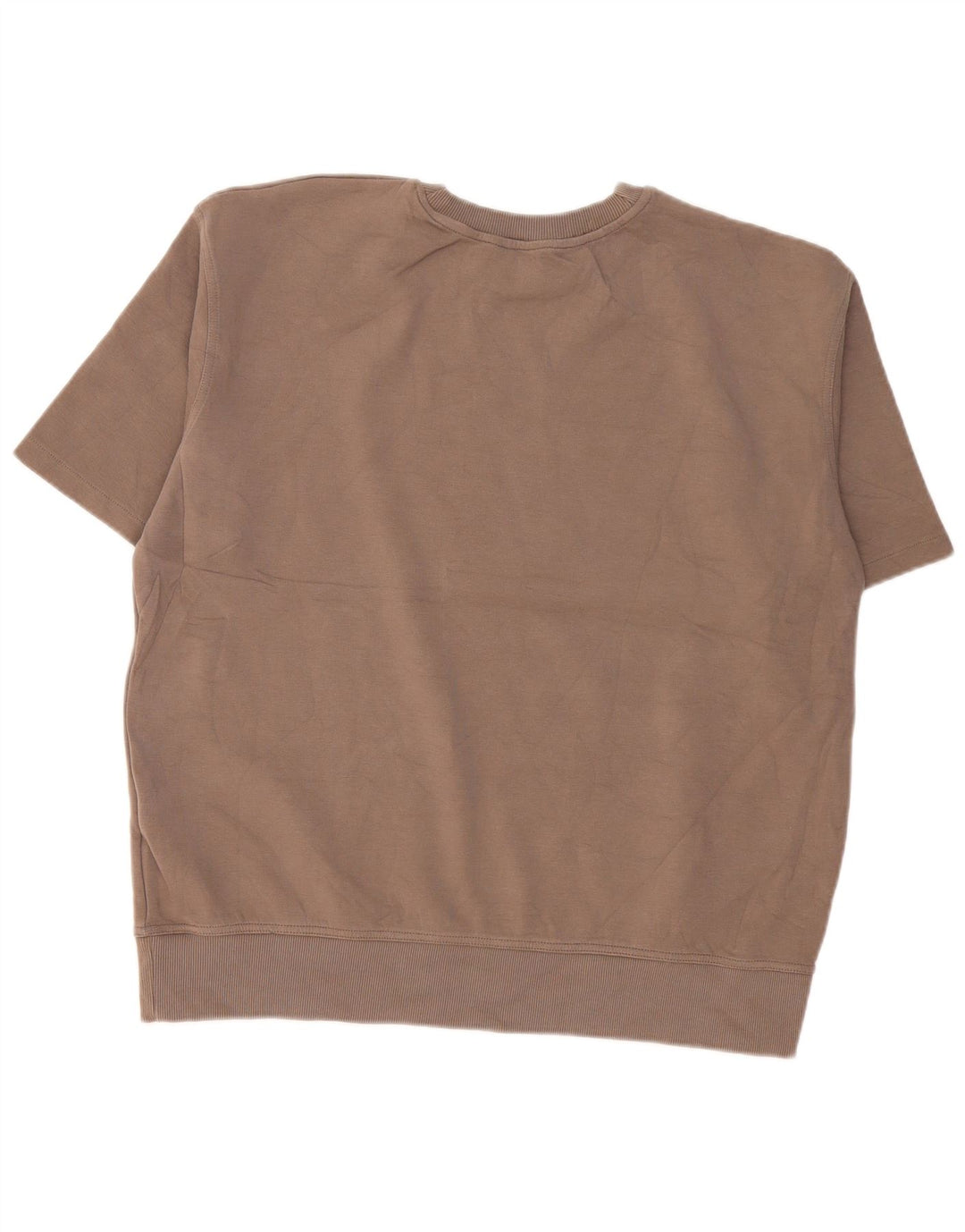 Zara Womens Short Sleeve Oversized Sweatshirt Jumper UK 14 Medium Beige