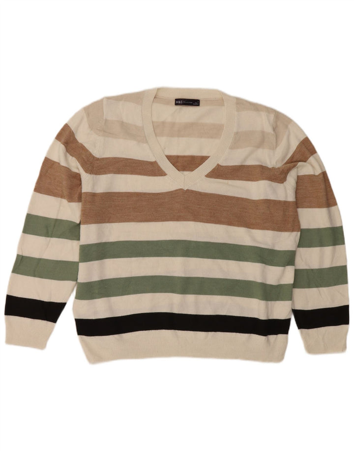 Marks & Spencer Womens V-Neck Jumper Sweater UK 16 Large Multicoloured