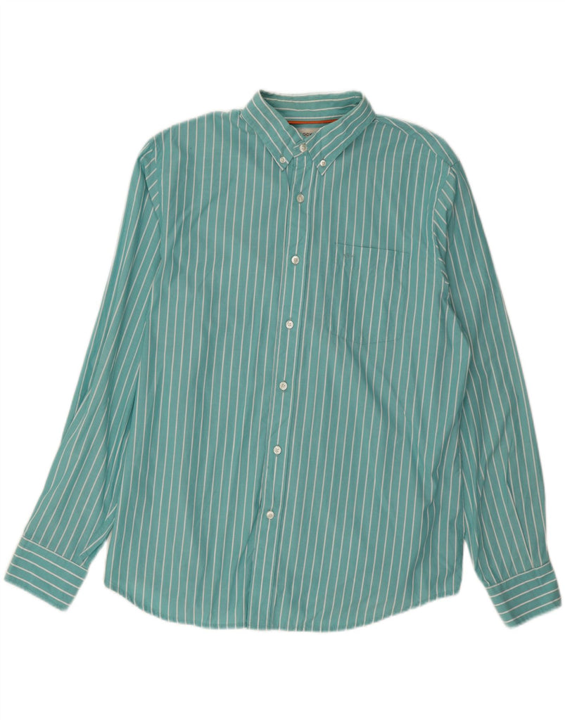 DOCKERS Mens Shirt Large Green Striped Cotton Vintage Dockers and Second-Hand Dockers from Messina Hembry 