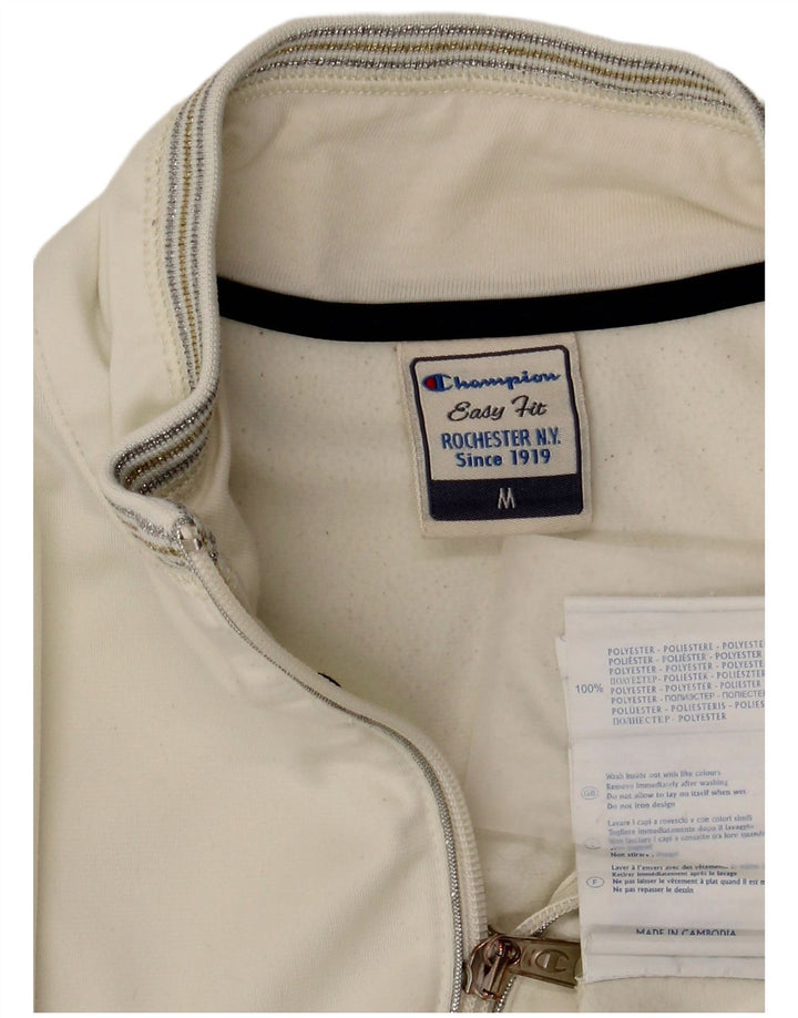 Champion Womens Easy Fit Tracksuit Top Jacket UK 14 Medium Off White