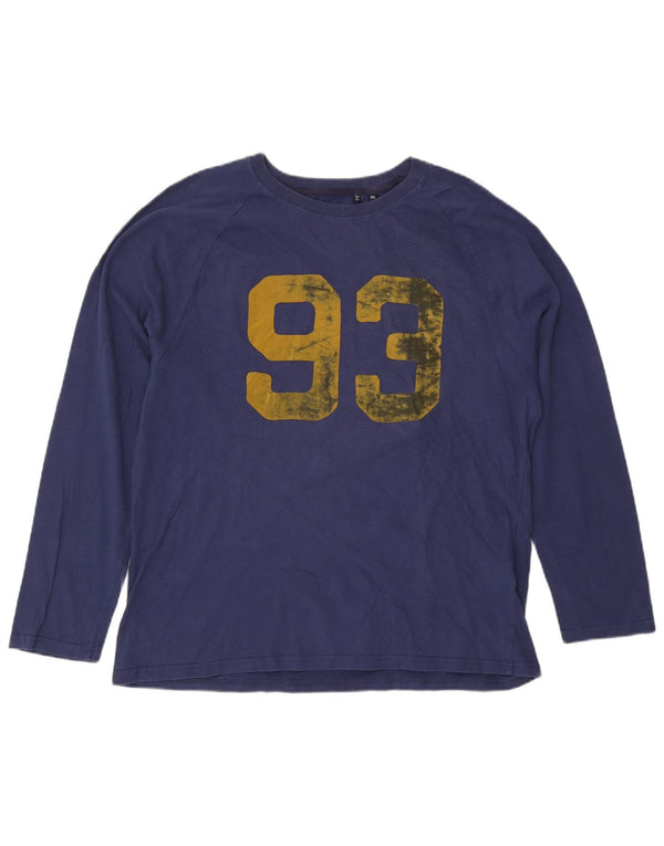 Superdry Mens Graphic Top Long Sleeve 2XL Navy Blue Cotton