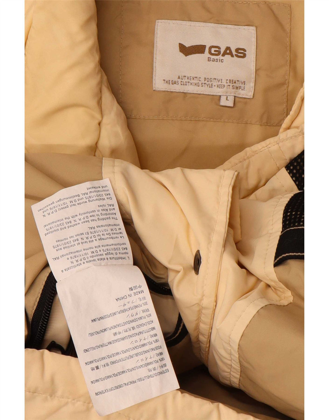 Gas Mens Padded Gilet UK 40 Large Beige Polyamide
