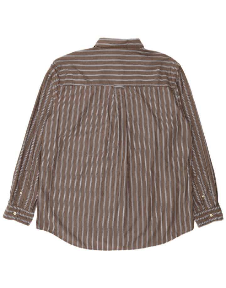 Chaps Mens Easy Care Shirt XL Grey Pinstripe Cotton