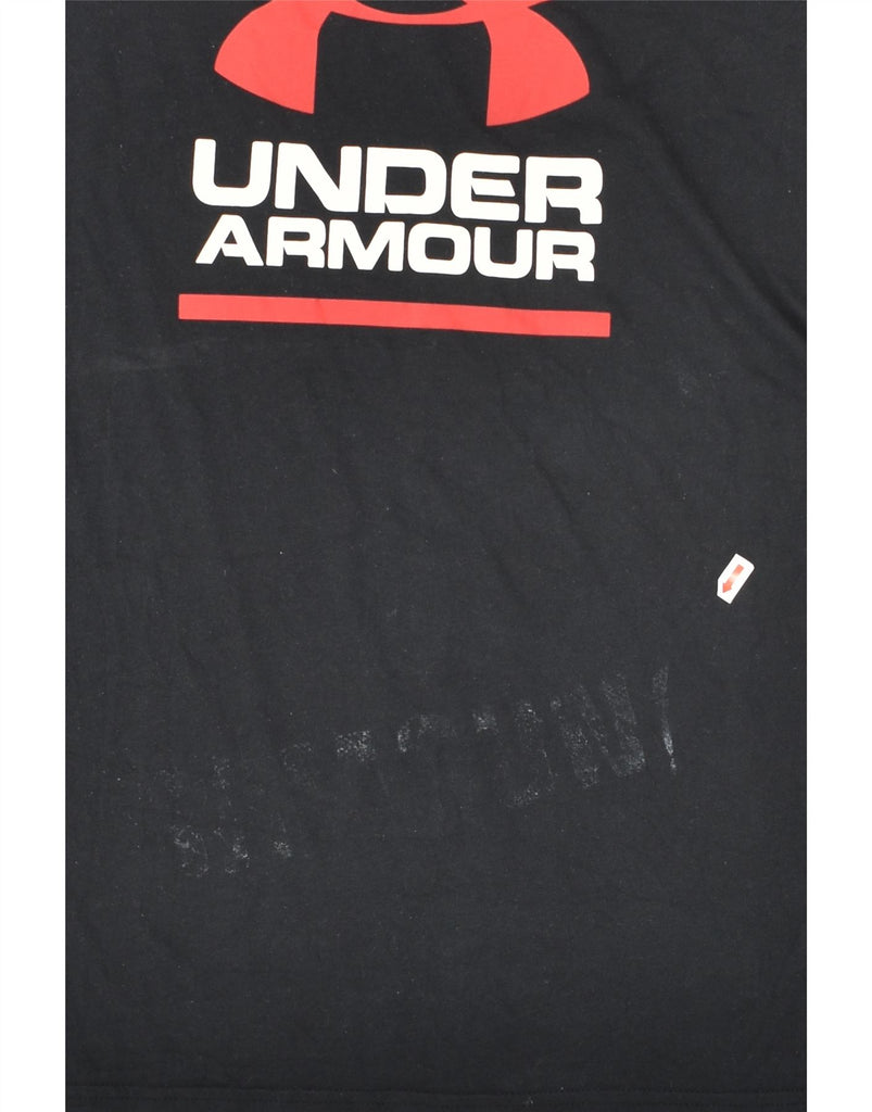 UNDER ARMOUR Mens Heat Gear Graphic T-Shirt Top Medium Black Cotton | Vintage Under Armour | Thrift | Second-Hand Under Armour | Used Clothing | Messina Hembry 