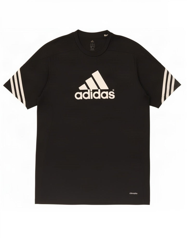 Adidas Mens Climalite Graphic T-Shirt Top Medium Black Polyester