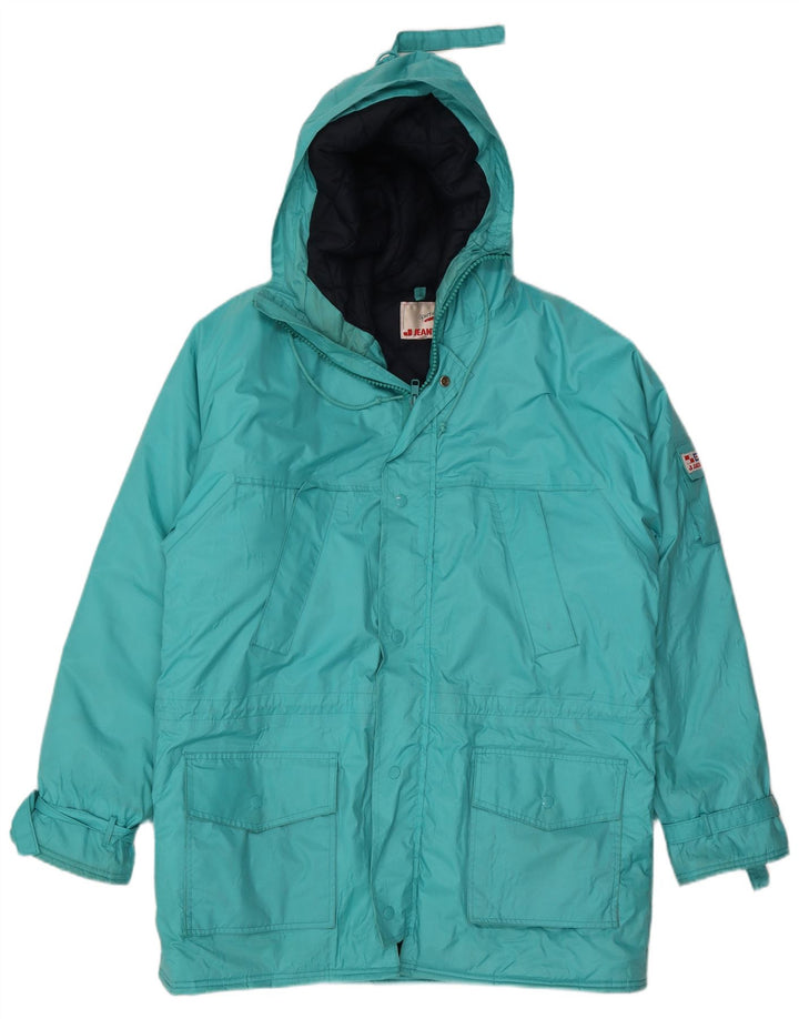 J Jeantex Mens Hooded Parka Jacket IT 52 XL Blue Polyamide