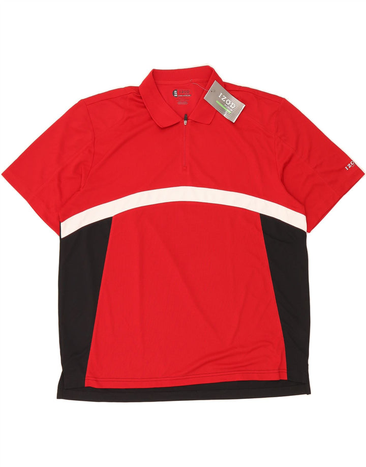 IZOD Mens Polo Shirt 2XL Red Colourblock Polyester Vintage Izod and Second-Hand Izod from Messina Hembry 