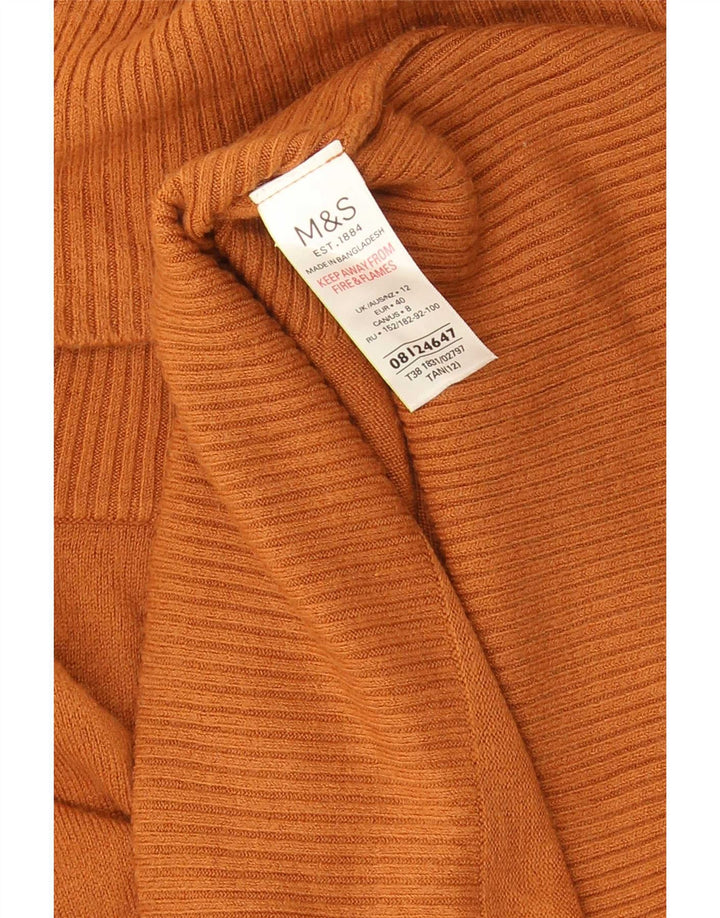 Marks & Spencer Womens Longline Roll Neck Jumper Sweater UK 12 Medium Brown
