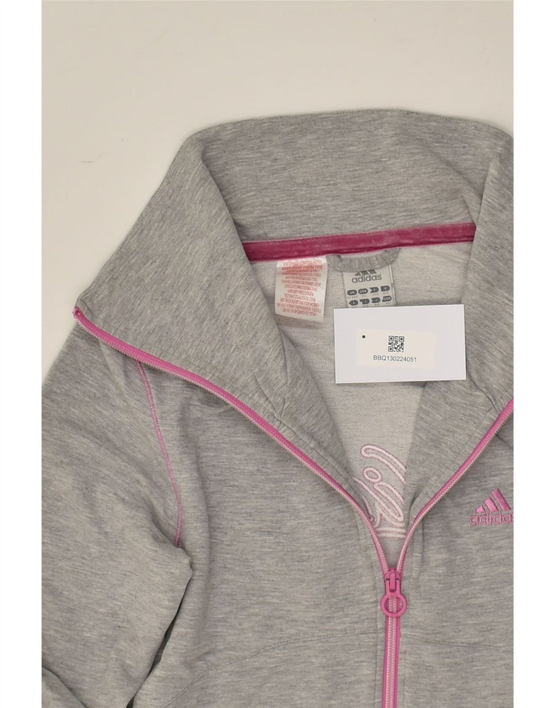 ADIDAS Girls Graphic Tracksuit Top Jacket 13-14 Years Grey Cotton | Vintage Adidas | Thrift | Second-Hand Adidas | Used Clothing | Messina Hembry 