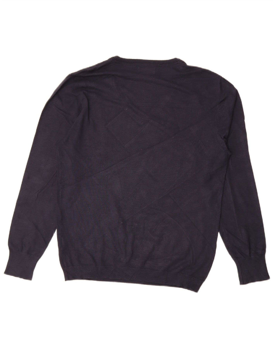 Zara Mens V-Neck Jumper Sweater Large Navy Blue Viscose