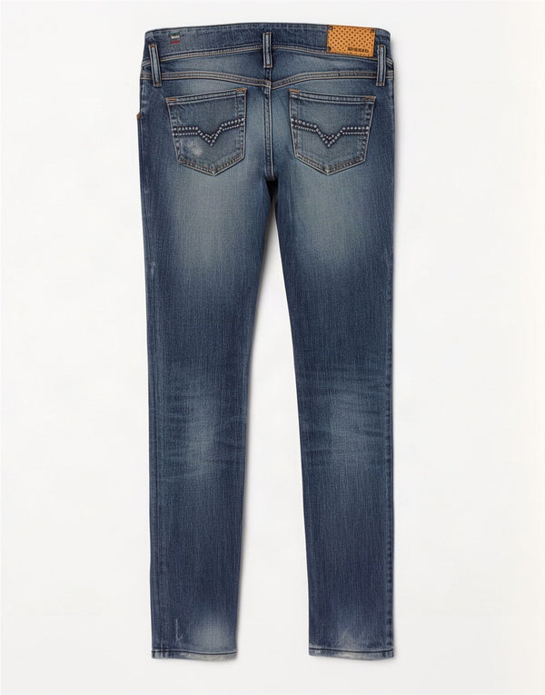 Diesel Womens Matic Distressed Slim Jeans W29 L32 Blue Cotton