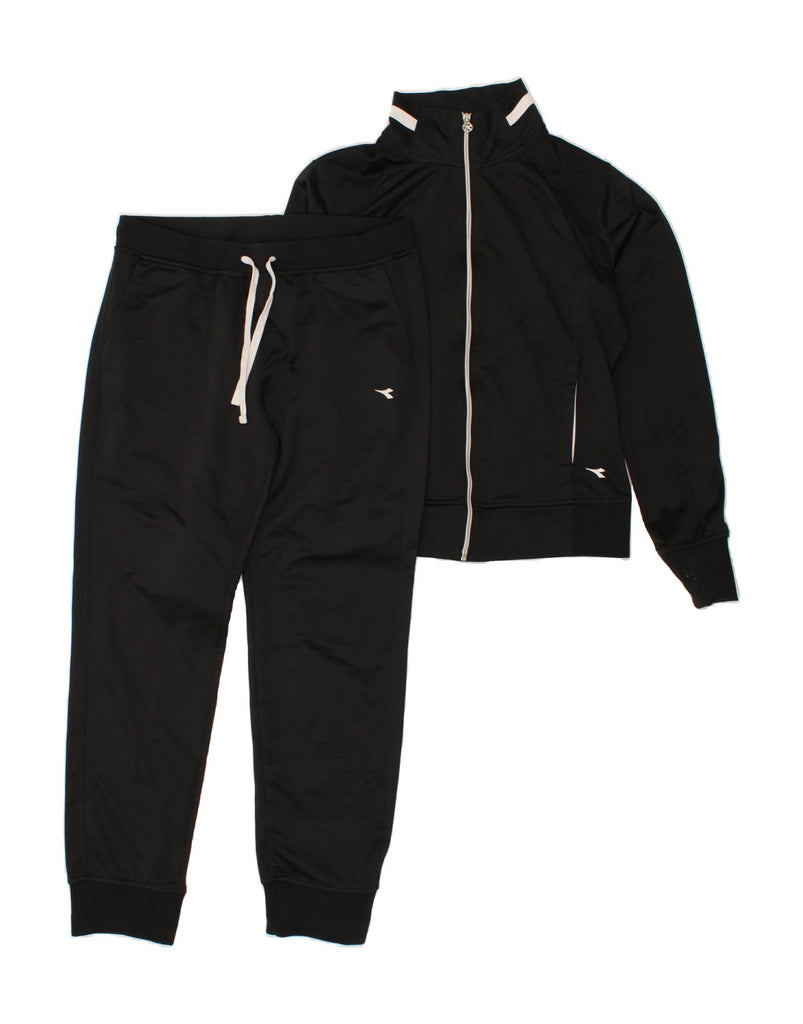 DIADORA Womens Full Tracksuit UK 14 Medium Black Polyester Vintage Diadora and Second-Hand Diadora from Messina Hembry 