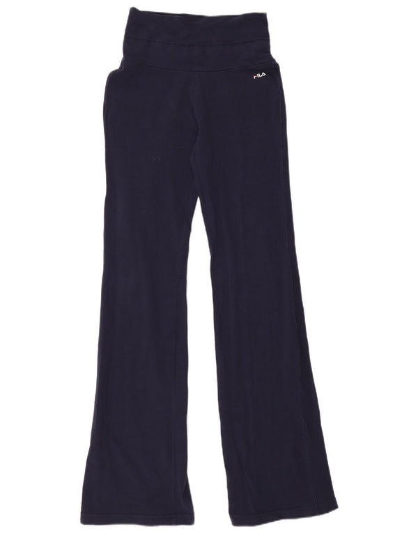 Fila Womens Flare Tracksuit Trousers UK 10 Small Navy Blue Cotton