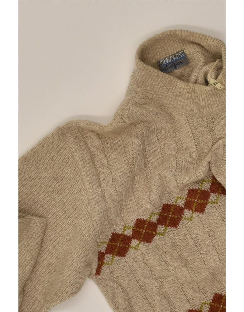 VINTAGE Womens 3/4 Sleeve Turtle Neck Jumper Sweater IT 42 Medium Beige | Vintage Vintage | Thrift | Second-Hand Vintage | Used Clothing | Messina Hembry 