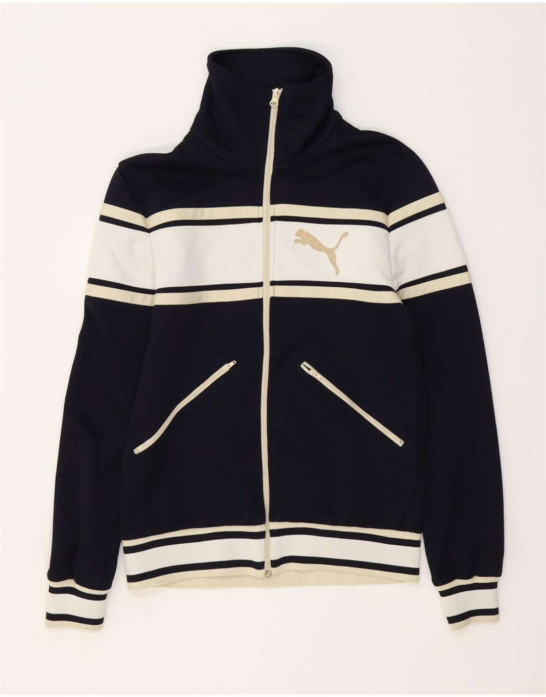 PUMA Mens Tracksuit Top Jacket XS Navy Blue Colourblock